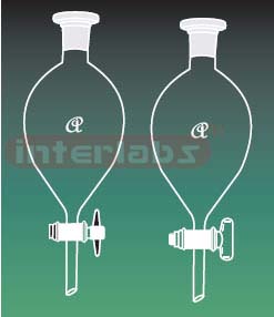 FUNNELS, SEPARATING, PEAR SHAPE, PTFE KEY